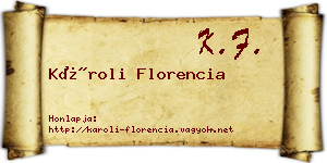 Károli Florencia névjegykártya